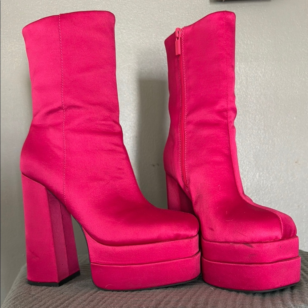 ASOS- Hot Pink Platform Block Heel Ankle Boots